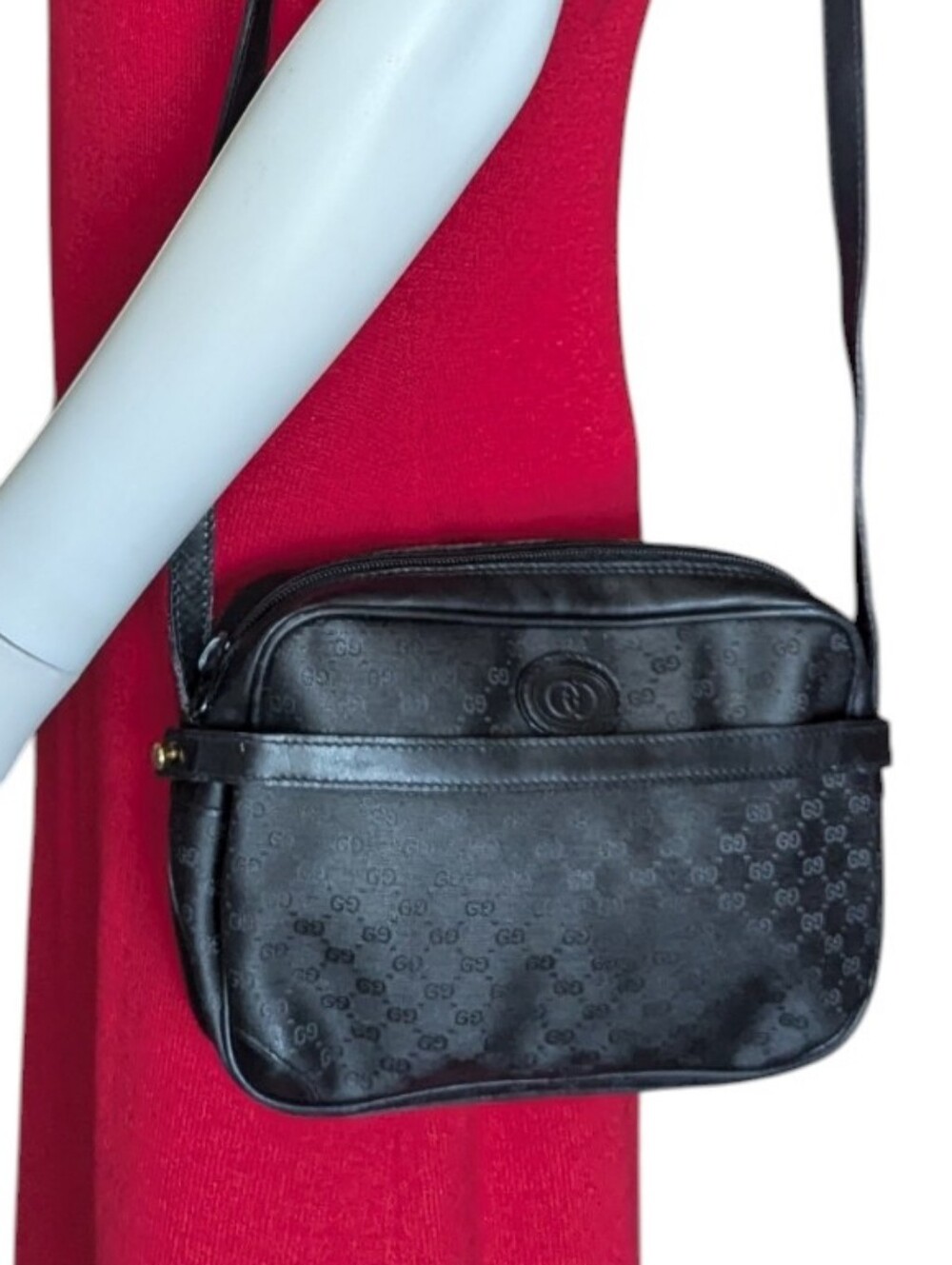Vintage Gucci Black Monogram Crossbody Bag